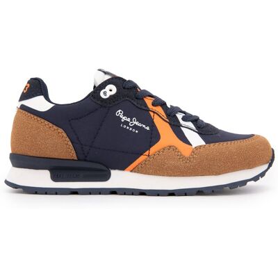 Baskets bleu marine player air effet daim camel Enfant PEPE JEANS - Publicité Baskets bleu marine player air effet daim camel Enfant PEPE JEANS - Publicité