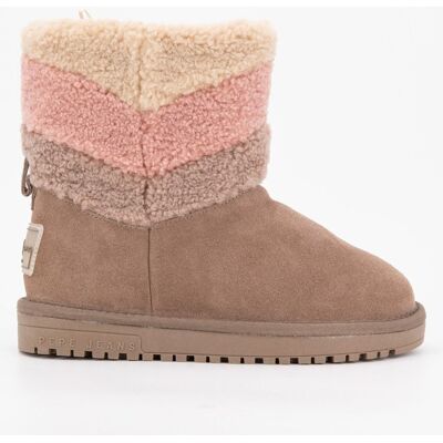 Bottines cuir taupe avec effet moutonné coloré Enfant PEPE JEANS - Publicité Bottines cuir taupe avec effet moutonné coloré Enfant PEPE JEANS - Publicité