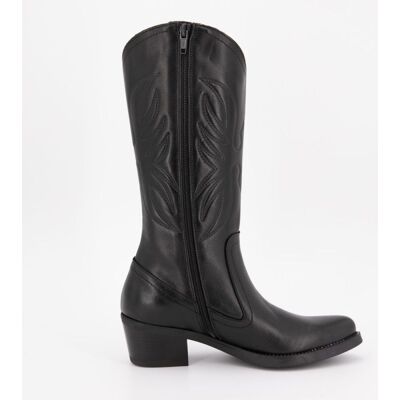 Bottes santiag noires avec motif ailes surpiquées cuir Femme PATRICIA MILLER - Publicité Bottes santiag noires avec motif ailes surpiquées cuir Femme PATRICIA MILLER - Publicité