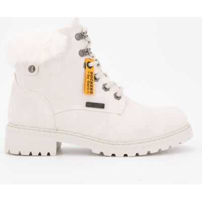 Bottines à zip crème effet nubuk ice avec fausse fourrure lacets décoratifs Femme DOCKERS BY GERLI - Publicité Bottines à zip crème effet nubuk ice avec fausse fourrure lacets décoratifs Femme DOCKERS BY GERLI - Publicité