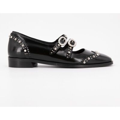 Derbies noires cuir à clous avec boucle à strass Femme SCOTCH AND SODA - Publicité Derbies noires cuir à clous avec boucle à strass Femme SCOTCH AND SODA - Publicité