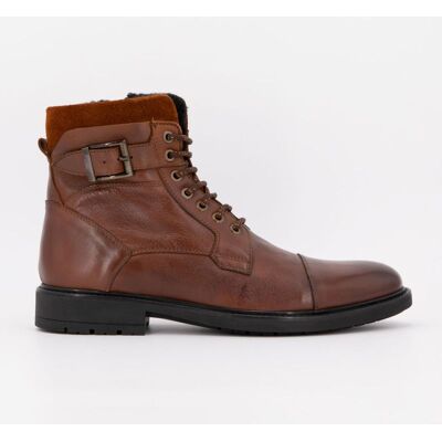 Bottines à lacets cognac avec zip Homme PIERRE CARDIN - Publicité Bottines à lacets cognac avec zip Homme PIERRE CARDIN - Publicité