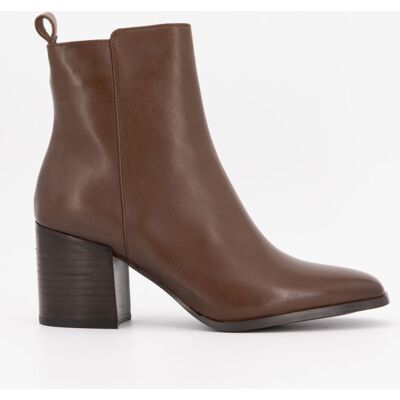 Bottines cuir lisse à talons carrés Femme ELWIN - Publicité Bottines cuir lisse à talons carrés Femme ELWIN - Publicité