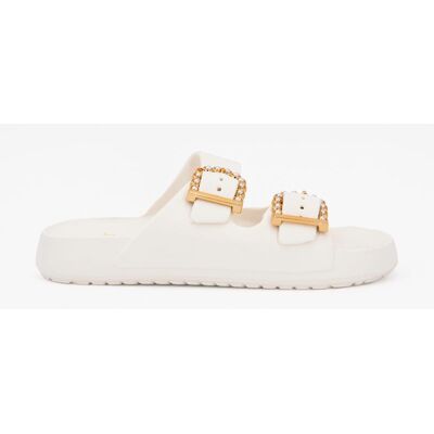 Claquettes avec double boucle à strass Femme SCOTT - Publicité Claquettes avec double boucle à strass Femme SCOTT - Publicité