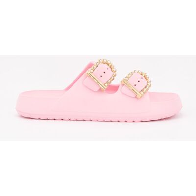 Claquettes avec double boucle à strass Femme SCOTT - Publicité Claquettes avec double boucle à strass Femme SCOTT - Publicité