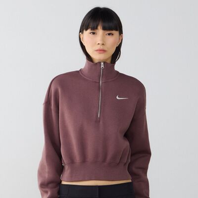 Nike Sweat Crop Zip Style marron l femme - Publicité Nike Sweat Crop Zip Style marron l femme - Publicité