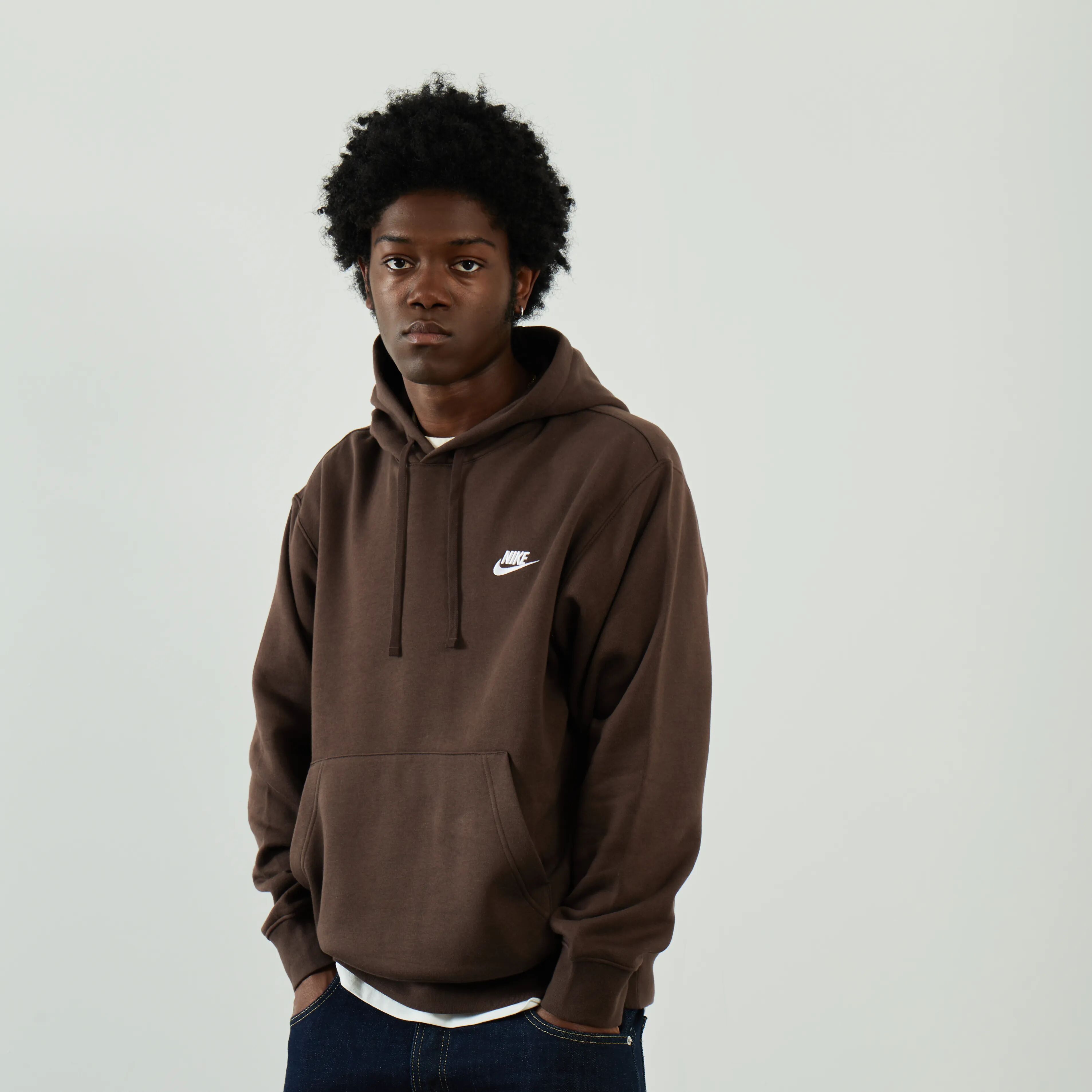 Nike Hoodie Club Small Logo marron xs homme