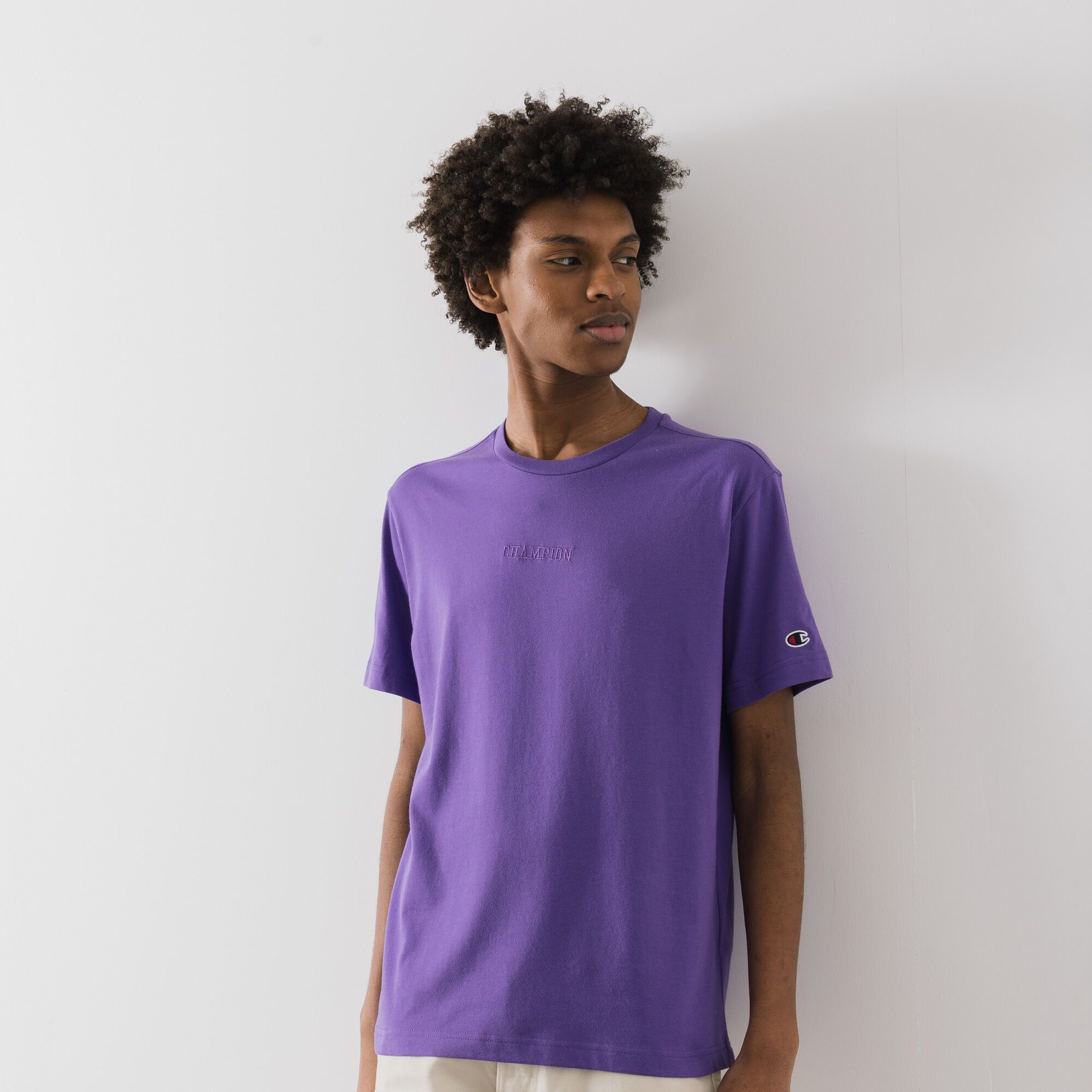 Champion Tee Shirt Logo Embro Centered violet s homme
