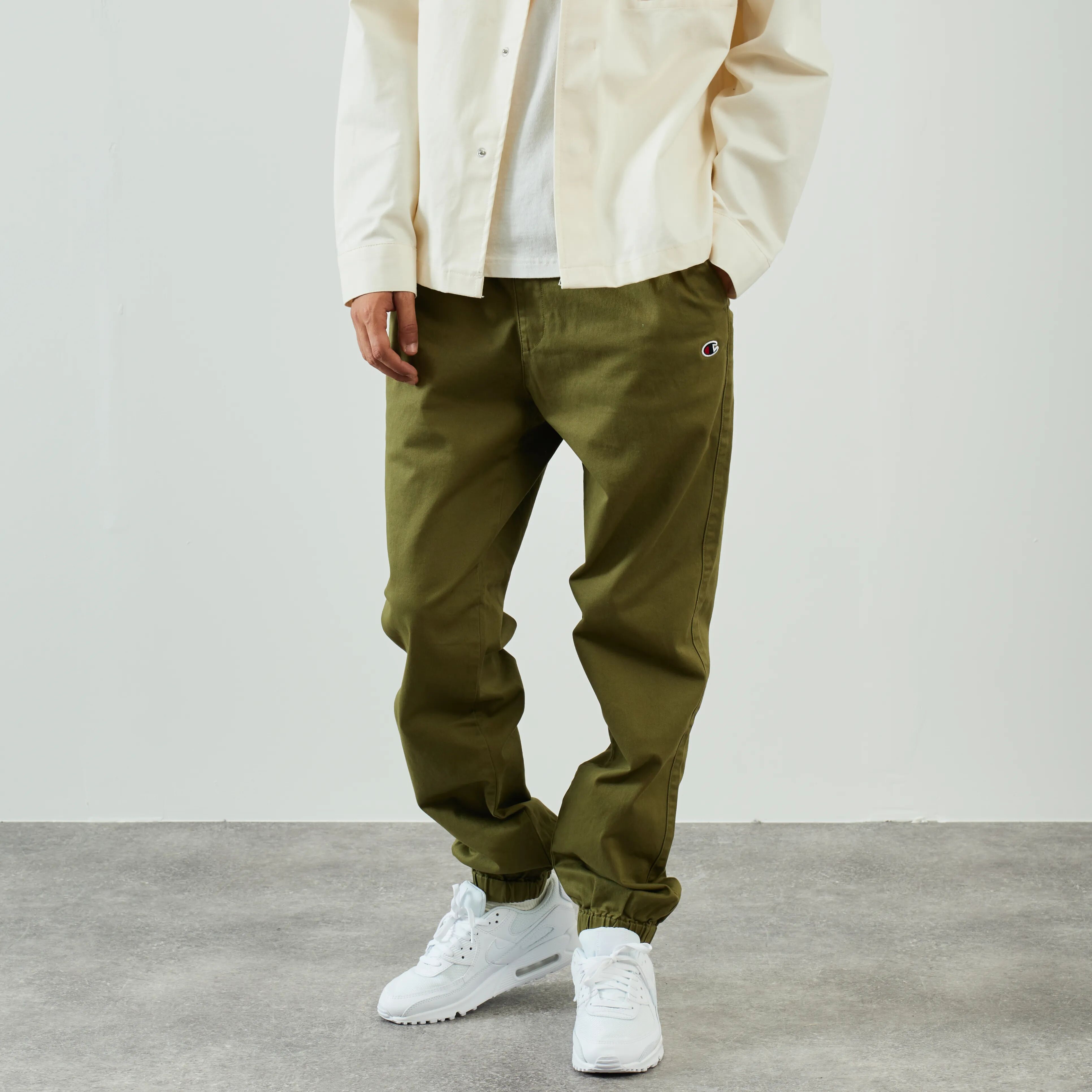 Champion Pant Jogger Logo Rib Cuff kaki m homme