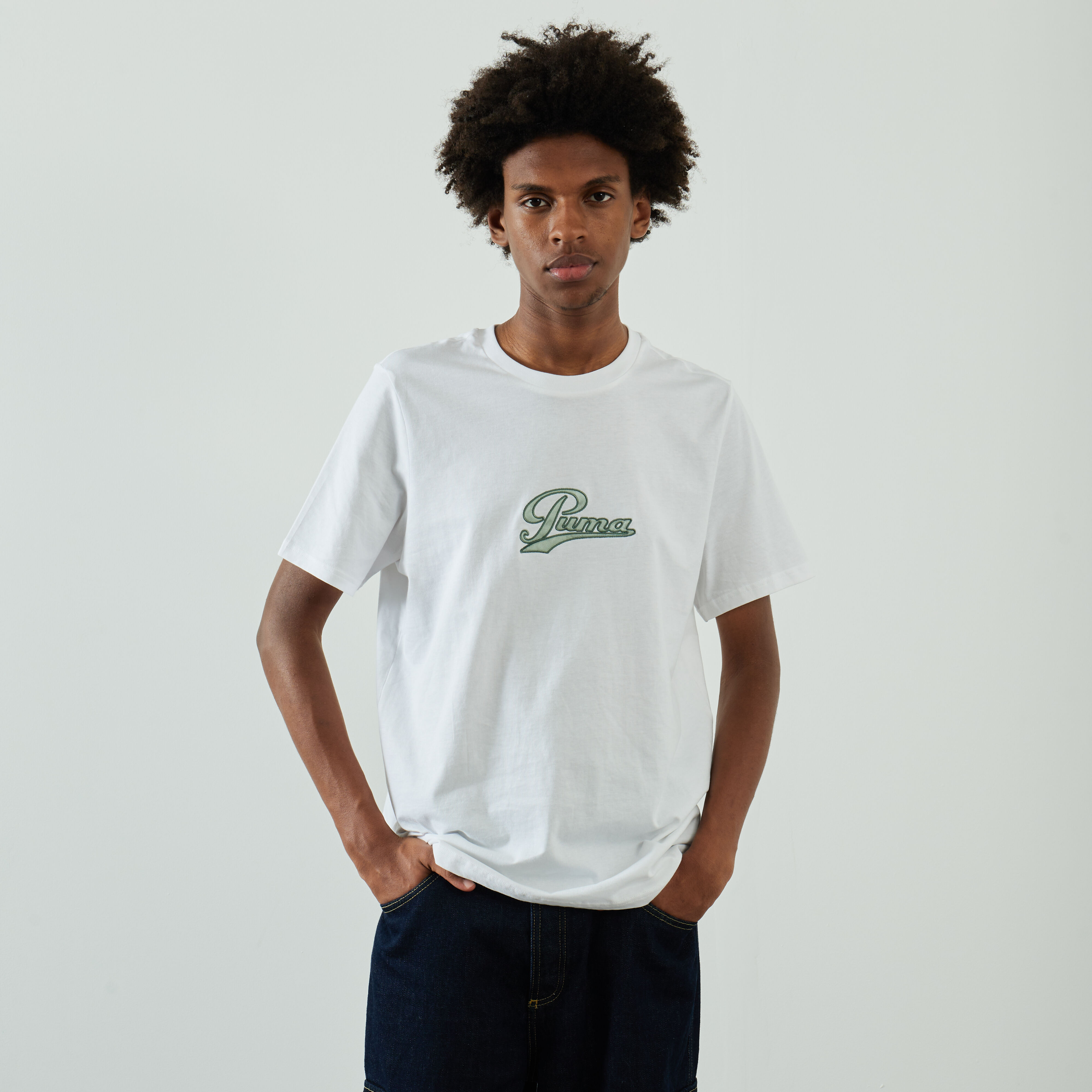 Puma Tee Shirt Satin Logo blanc/vert l homme