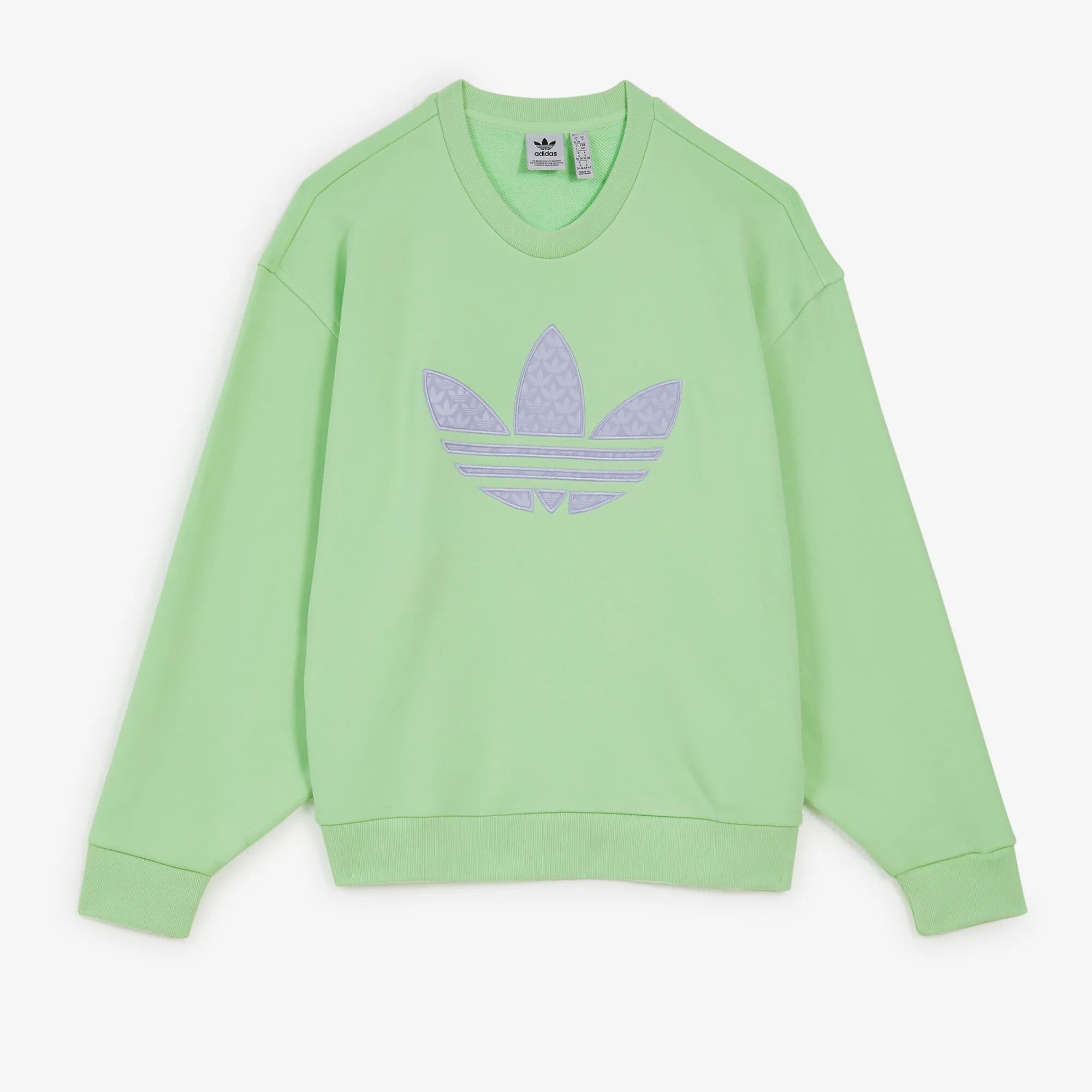 Adidas Originals Sweat Crew Centered Trefoil Oversize vert/violet xs femme