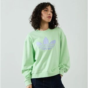 Adidas Originals Sweat Crew Centered Trefoil Oversize vert/violet l femme