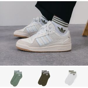 Adidas Originals Chaussettes X3 Ankle Trefoil blanc/vert/kaki 39/42 femme