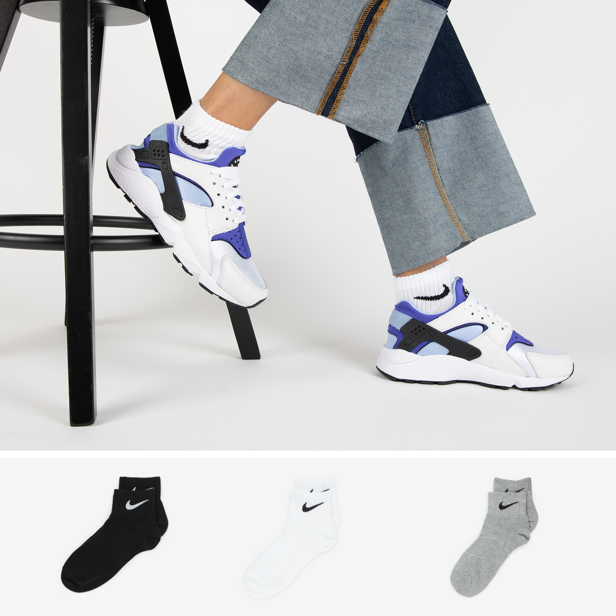 Nike Chaussettes X3 Quarter gris/noir 35/38 femme