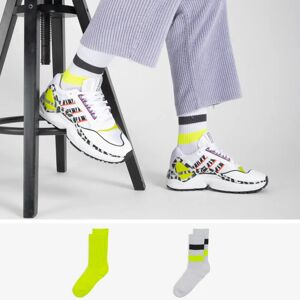 Courir Pack Cho7 X2 Uni Et Stripe jaune neon/blanc 35/38 femme