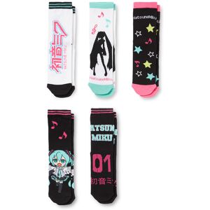 C&A Lot de 5 paires-Hatsune Miku-chaussettes à motif, Noir, Taille: