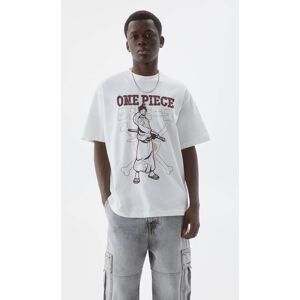 Pull&Bear T-Shirt One Piece Luffy Blanc cassé S male