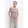 Pull&Bear Top Tulle Épaules Nues Lilas clair XS female