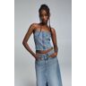 Pull&Bear Top Corset Denim Bleu XS female