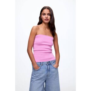 Pull&Bear Top Bandeau Maille CHEWING-GUM M female