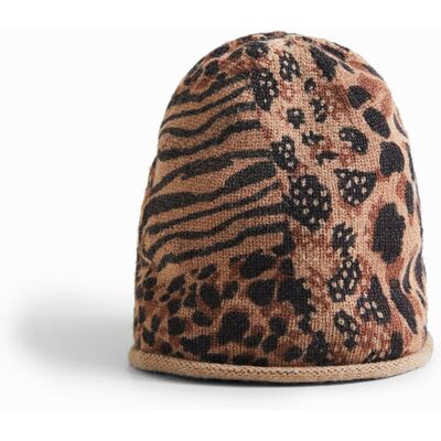 Desigual Bonnet en maille patch animal print BROWN U female - Publicité Desigual Bonnet en maille patch animal print BROWN U female - Publicité