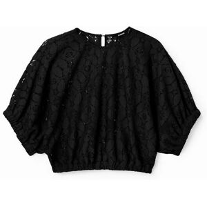 Desigual Blouse courte froncée dentelle BLACK L female - Publicité Desigual Blouse courte froncée dentelle BLACK L female - Publicité