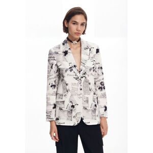Desigual Blazer droit texte et fleurs WHITE L female - Publicité Desigual Blazer droit texte et fleurs WHITE L female - Publicité