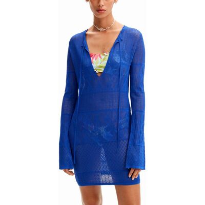 Desigual Robe tunique courte motif ajouré BLUE S female - Publicité Desigual Robe tunique courte motif ajouré BLUE S female - Publicité
