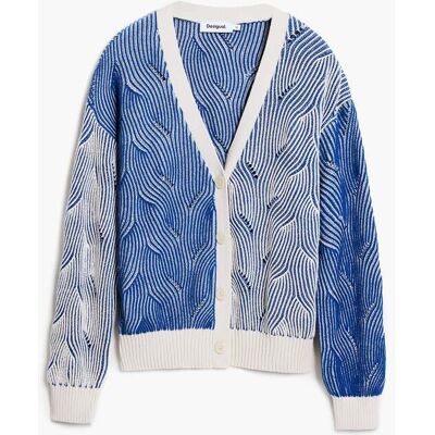 Desigual Cardigan en maille bicolore BLUE XS female - Publicité Desigual Cardigan en maille bicolore BLUE XS female - Publicité