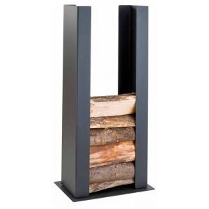 Viadurini Fire Design Support bois de chauffage pour le sol / mur en acier noir avec colonne de design moderne - Grecale