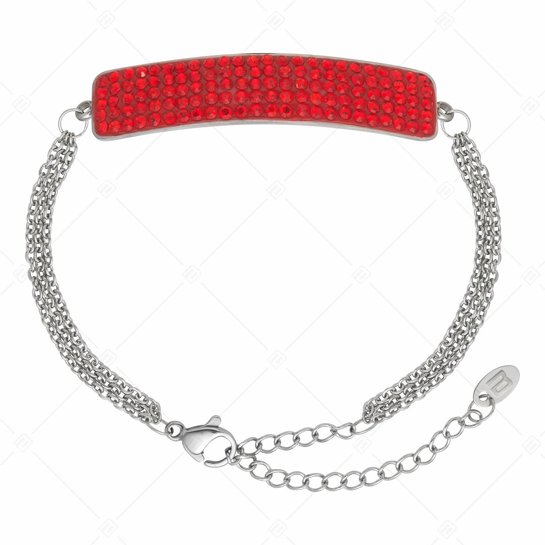 BALCANO - Tesoro / Bracelet en acier inoxydable en chaîne à trois rangs avec une tête de cristal incurvée - Rose - Size: 16 cm - female