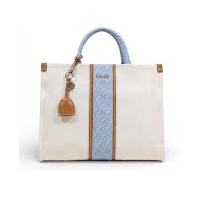 Liu Jo pour femme. AA6206-T388A Sac moyen en jacquard beige, bleu (OSFA), Casuel, Coton, Denim - Publicité Liu Jo pour femme. AA6206-T388A Sac moyen en jacquard beige, bleu (OSFA), Casuel, Coton, Denim - Publicité