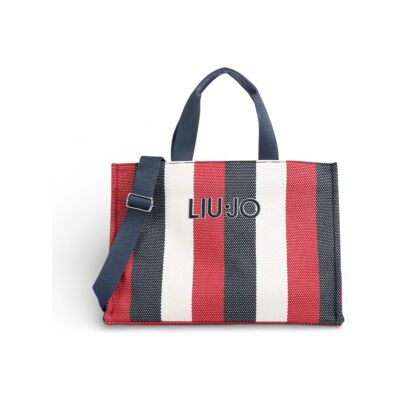 Liu Jo pour femme. 2A6026-T2176 Sac à main rayé bleu marine (OSFA), Casuel, Coton - Publicité Liu Jo pour femme. 2A6026-T2176 Sac à main rayé bleu marine (OSFA), Casuel, Coton - Publicité