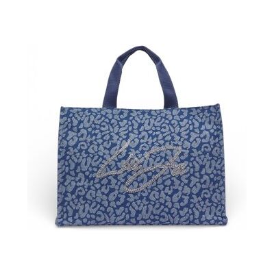 Liu Jo pour femme. 2A6026-D3200 Grand sac fourre-tout en denim bleu à imprimé animalier (OSFA), Casuel, Coton - Publicité Liu Jo pour femme. 2A6026-D3200 Grand sac fourre-tout en denim bleu à imprimé animalier (OSFA), Casuel, Coton - Publicité