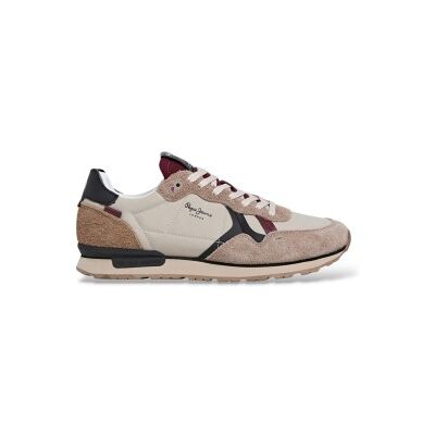 Pepe Jeans pour homme. PMS400005 Baskets Brit Flyer beiges (43), Marron, Plat, Lacets, Casuel - Publicité Pepe Jeans pour homme. PMS400005 Baskets Brit Flyer beiges (43), Marron, Plat, Lacets, Casuel - Publicité