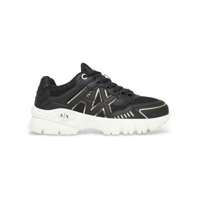 Giorgio Armani A X Armani Exchange pour femme. XW002153AF19535MC077 Baskets logo noir (39), 3 à 5 cm, Lacets, Casuel - Publicité Giorgio Armani A X Armani Exchange pour femme. XW002153AF19535MC077 Baskets logo noir (39), 3 à 5 cm, Lacets, Casuel - Publicité