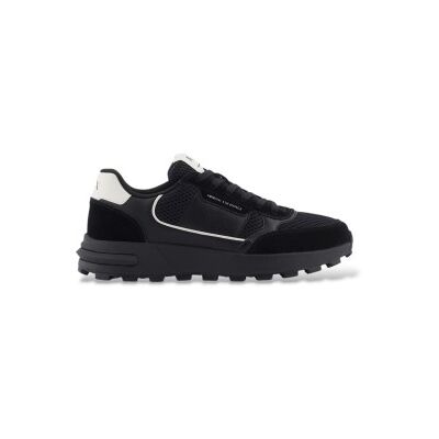 Giorgio Armani A X Armani Exchange pour homme. XM002197AF17447MC024 Baskets avec insertions contrastées noires (44), Plat, Lacets, Casuel, Mesh - Publicité Giorgio Armani A X Armani Exchange pour homme. XM002197AF17447MC024 Baskets avec insertions contrastées noires (44), Plat, Lacets, Casuel, Mesh - Publicité
