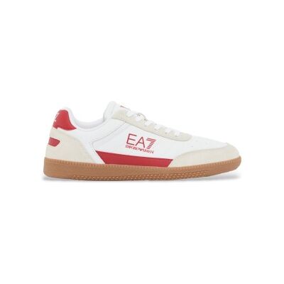 EA7 unisex. 7X000406_AF19827 Heritage Leather Sneakers Mz595 White, Red (36), Cuir, Blanc, Tissu, Plat, 1 à 3 cm, Lacets, Casuel - Publicité EA7 unisex. 7X000406_AF19827 Heritage Leather Sneakers Mz595 White, Red (36), Cuir, Blanc, Tissu, Plat, 1 à 3 cm, Lacets, Casuel - Publicité