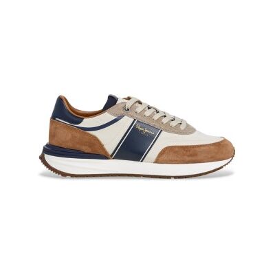Pepe Jeans pour homme. PMS600008 Baskets en cuir Buster Série Marron (40), Plat, Lacets, Casuel - Publicité Pepe Jeans pour homme. PMS600008 Baskets en cuir Buster Série Marron (40), Plat, Lacets, Casuel - Publicité