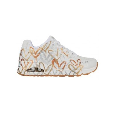 Skechers pour femme. 155523 Trainers Uno Goldcrown - Blanc amour métallique, métallique (37), 3 à 5 cm, Lacets, Casuel - Publicité Skechers pour femme. 155523 Trainers Uno Goldcrown - Blanc amour métallique, métallique (37), 3 à 5 cm, Lacets, Casuel - Publicité