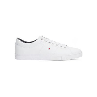 Tommy Hilfiger pour homme. FM0FM02157 Essential - Baskets à lacets en cuir blanc (45), Plat, 1 à 3 cm, Casuel - Publicité Tommy Hilfiger pour homme. FM0FM02157 Essential - Baskets à lacets en cuir blanc (45), Plat, 1 à 3 cm, Casuel - Publicité