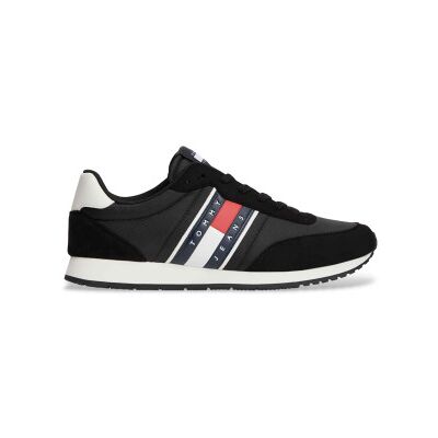 Tommy Jeans pour homme. EM0EM01709 Baskets avec logo et textures mixtes noir (44), Plat, Lacets, Casuel - Publicité Tommy Jeans pour homme. EM0EM01709 Baskets avec logo et textures mixtes noir (44), Plat, Lacets, Casuel - Publicité