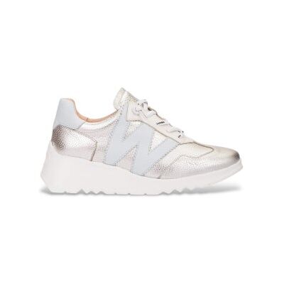 Wonders pour femme. E-6770 Baskets Kyoto en cuir argenté (41), 1 à 3 cm, Lacets, Casuel - Publicité Wonders pour femme. E-6770 Baskets Kyoto en cuir argenté (41), 1 à 3 cm, Lacets, Casuel - Publicité