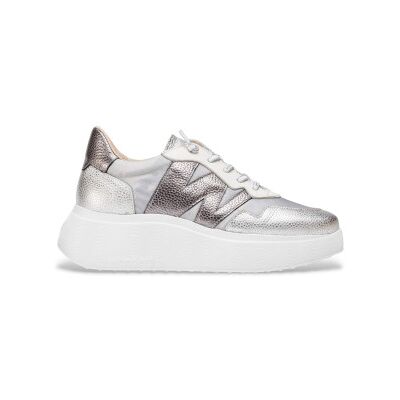 Wonders pour femme. A-3622 Baskets Zénit argentées (36), Cuir, 3 à 5 cm, Lacets, Casuel - Publicité Wonders pour femme. A-3622 Baskets Zénit argentées (36), Cuir, 3 à 5 cm, Lacets, Casuel - Publicité