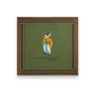 Polo Ralph Lauren pour femme. 455P18122001 Foulard carré en laine avec un ours Polo Bear vert (OSFA), Casuel - Publicité Polo Ralph Lauren pour femme. 455P18122001 Foulard carré en laine avec un ours Polo Bear vert (OSFA), Casuel - Publicité