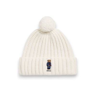 Polo Ralph Lauren pour femme. 455931876001 Bonnet côtelé avec Polo Bear et pompon blanc crème (OSFA), Casuel, Laine - Publicité Polo Ralph Lauren pour femme. 455931876001 Bonnet côtelé avec Polo Bear et pompon blanc crème (OSFA), Casuel, Laine - Publicité