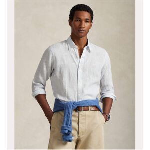 Polo Ralph Lauren pour homme. 710B15594004 Chemise en lin à rayures Custom Fit bleu (L), Casuel, Manche longue - Publicité Polo Ralph Lauren pour homme. 710B15594004 Chemise en lin à rayures Custom Fit bleu (L), Casuel, Manche longue - Publicité
