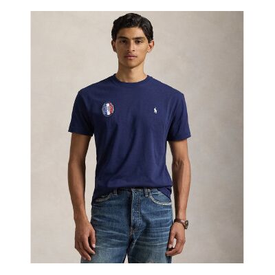 Polo Ralph Lauren pour homme. 710944674001 T-shirt France Classic Fit bleu (M), Casuel, Coton, Manche courte - Publicité Polo Ralph Lauren pour homme. 710944674001 T-shirt France Classic Fit bleu (M), Casuel, Coton, Manche courte - Publicité