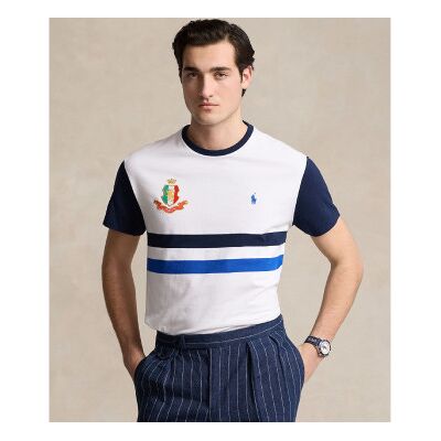 Polo Ralph Lauren pour homme. 710944676001 T-shirt Italie Classic Fit blanc (S), Casuel, Coton, Manche courte - Publicité Polo Ralph Lauren pour homme. 710944676001 T-shirt Italie Classic Fit blanc (S), Casuel, Coton, Manche courte - Publicité