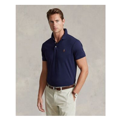 Polo Ralph Lauren pour homme. 710713130006 Polo Slim Fit personnalisé en coton doux marine (M), Casuel, Manche courte - Publicité Polo Ralph Lauren pour homme. 710713130006 Polo Slim Fit personnalisé en coton doux marine (M), Casuel, Manche courte - Publicité